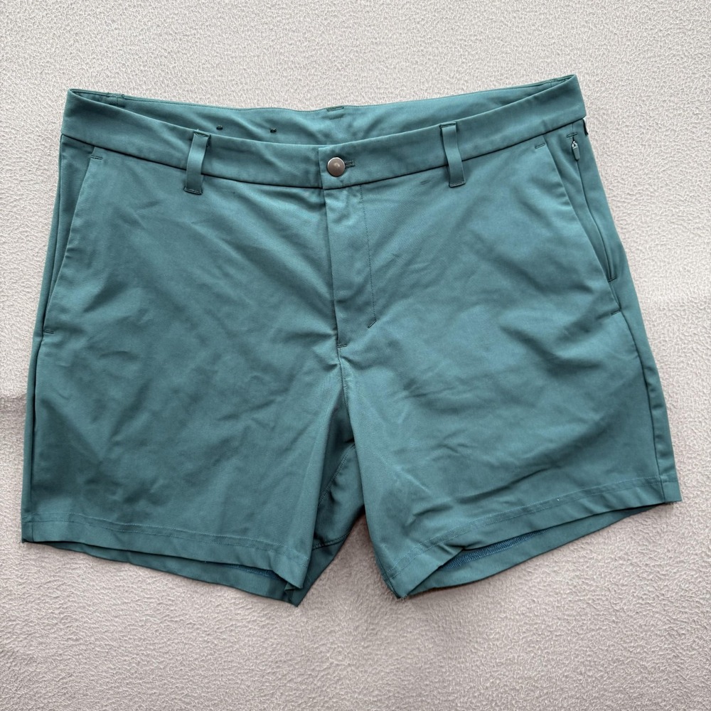 Lululemon Shorts Mens 36 Green Golf Chino Stretch Zip Pockets 6 Inseam Athletic